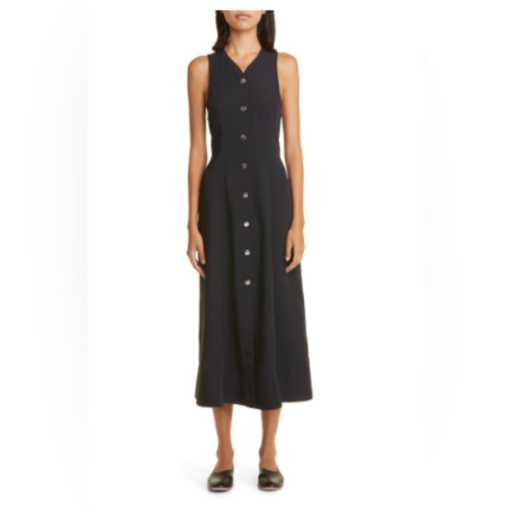 Proenza Schouler Black Button-Down Midi Dress